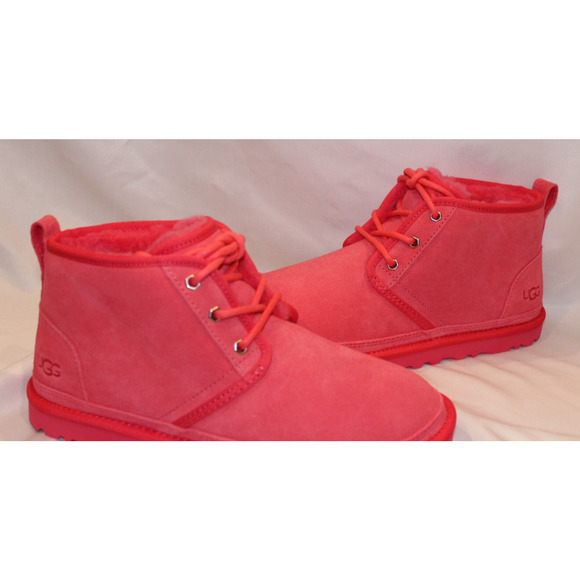 NIB UGG WOMEN'S NEUMEL CHUKKA SUEDE SHEARLING LINED ANKLE BOOTS PGW PINK SZ 8 - Picture 2 of 7